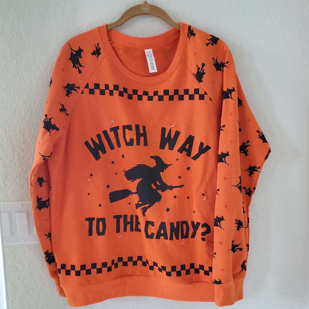 Light Up Halloween Witch Sweatshirt XL